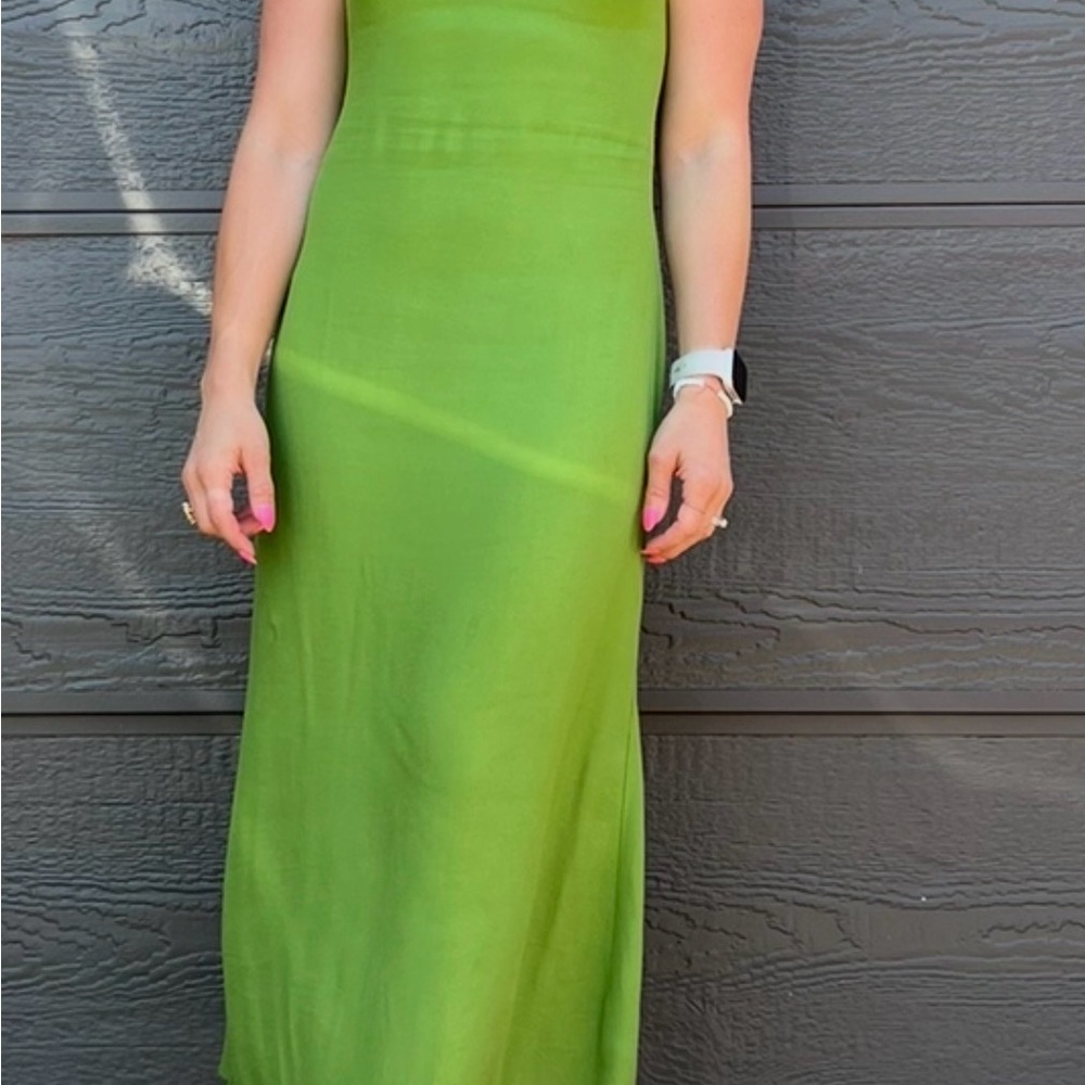 REFORMATION Dover green tie back Dress